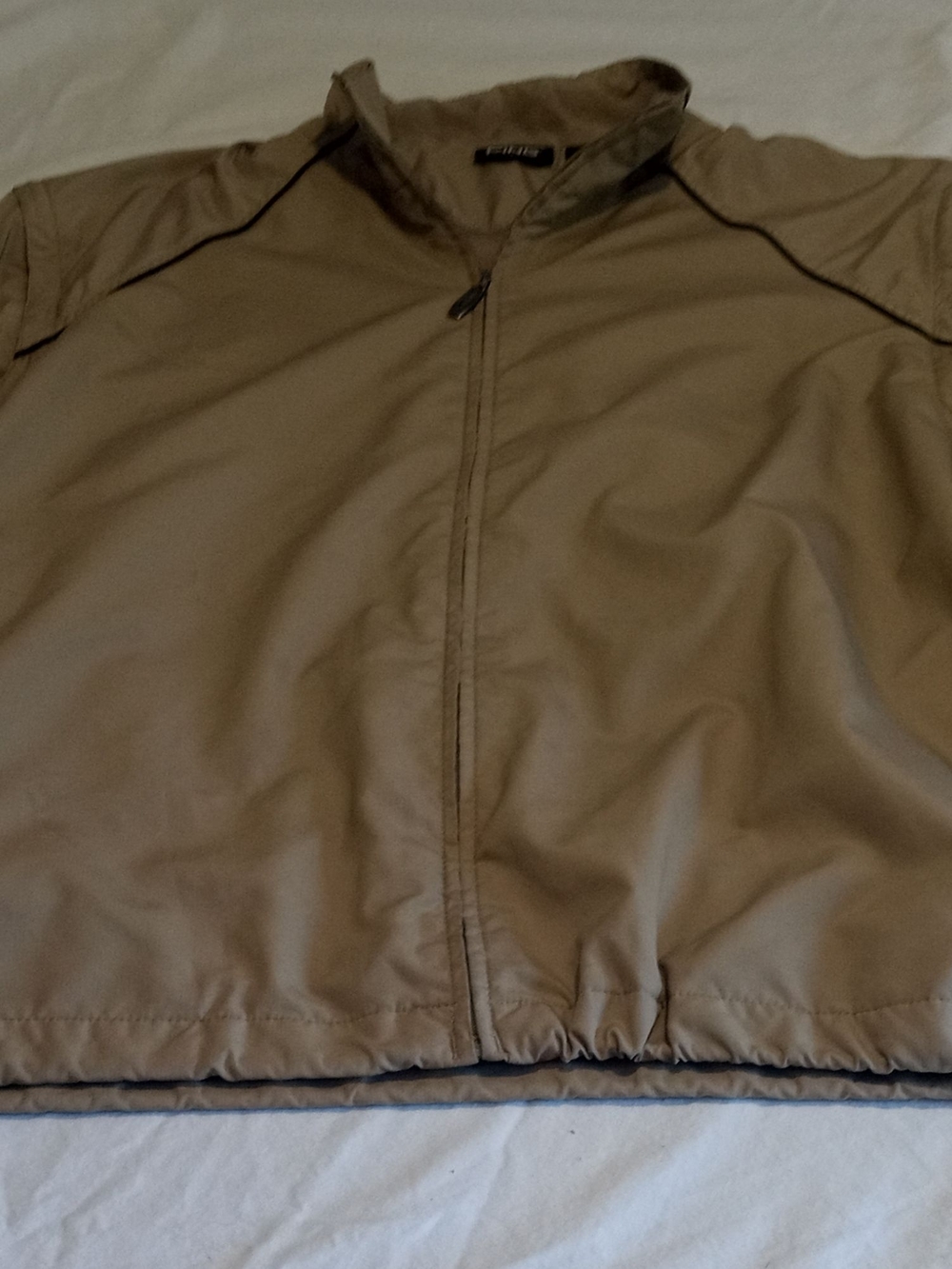 Ping Men's Tan Windbreaker Jacket with Black Piping